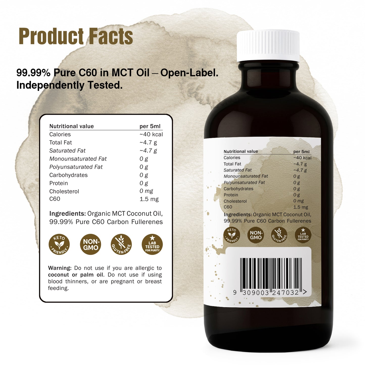 C60 Fullerene MCT Oil (0.88 mg/mL, 200 mL)