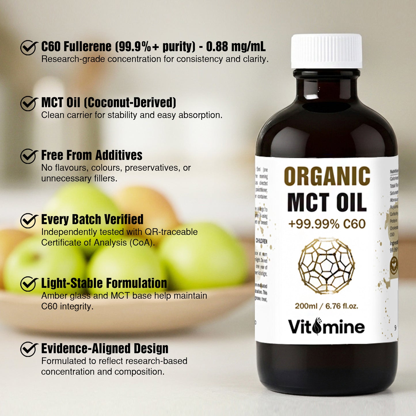 C60 Fullerene MCT Oil (0.88 mg/mL, 200 mL)